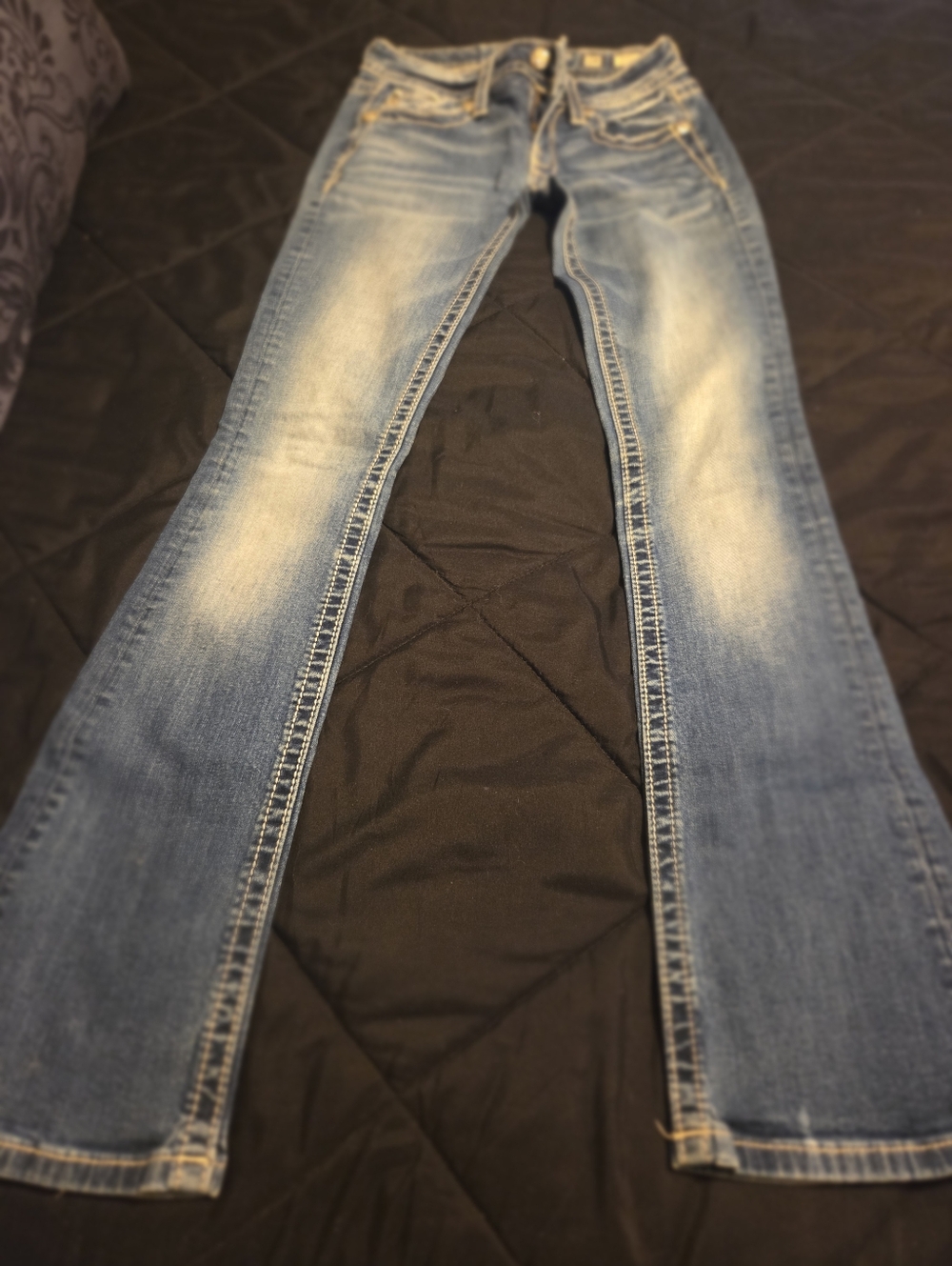 Miss Me Light Blue Wide-Leg Flare Jeans